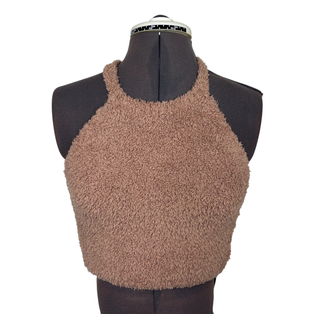 SKIMS Cozy Fussy Rose Clay Stretch Knit Halter Versatile Wear Cropped Top 2X/3x